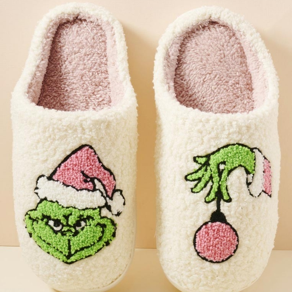 Kids Christmas Grinch Slippers